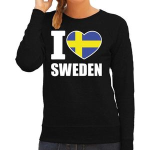 I love Sweden supporter sweater / trui voor dames - zwart - Zweden landen truien - Zweedse fan kleding dames XS