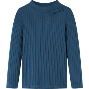 vidaXL - Kindershirt - Marineblauw - Lange Mouwen - Geribd