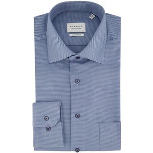 ETERNA comfort fit overhemd - structuur - blauw mini dessin - Strijkvrij - Boordmaat: 41