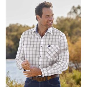 ATLAS FOR MEN - Geruit overhemd van popeline Montréal - Heren - Verkrijgbaar in grote maten - 4XL