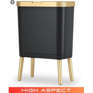 High Aspect® Prullenbak op pootjes - Zwart & Goud 15L - Design - Afvalbak - Afvalemmer - Prullenbakken/ Afvalemmers