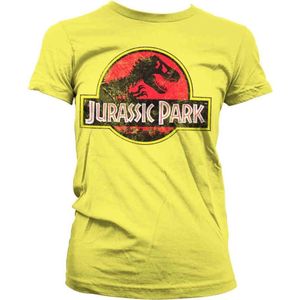 Jurassic Park Dames Tshirt -S- Distressed Logo Geel