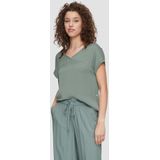 T-shirt - Loose Fit - V-hals - Materiaalmix