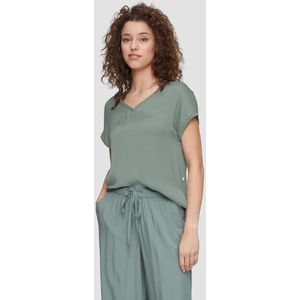 T-shirt - Loose Fit - V-hals - Materiaalmix