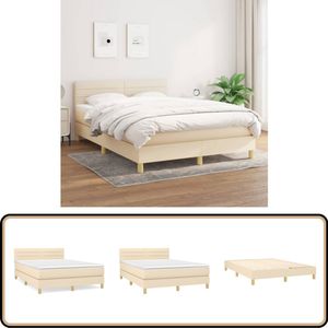 vidaXL Boxspring - 140x200 cm - Crèmekleurig Boxspring - Boxsprings - Bed - Slaapkamerinrichting - Cremekleurig