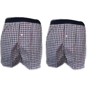 Embrator 2-stuks mannen Boxershort geruit grijs/donkerblauw/rood L