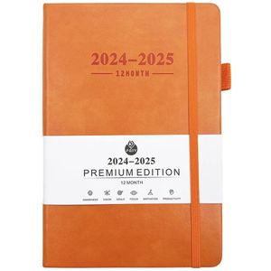 RAMBUX® - Agenda - Schoolagenda - Juli 2024 t/m juni 2025 - Notitieboek - Schrift - Jaarplanner 2024 & 2025 - Doelen - Maandplanner - Oranje