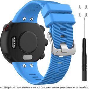 Lichtblauw siliconen bandje geschikt voor de Garmin Forerunner 45 (niet voor de S variant!) en Garmin Swim 2 – Maat: zie maatfoto - sporthorlogeband - polsband - strap - siliconen - light blue rubber smartwatch strap - blauw
