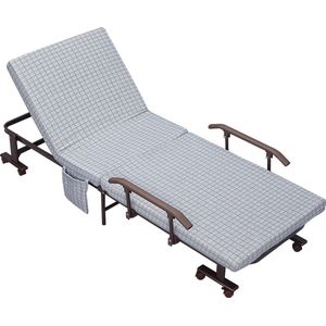 HOMCOM - Opklapbed - Lichtgrijs - Stalen Frame - 5 Standen Verstelbaar
