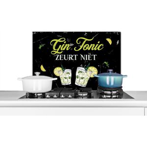 Spatscherm keuken 60x40 cm - Kookplaat achterwand Gin - Gin tonic glazen - Citroen - Muurbeschermer - Spatwand fornuis - Hoogwaardig aluminium - Cadeau voor vrouw - Cadeau voor man