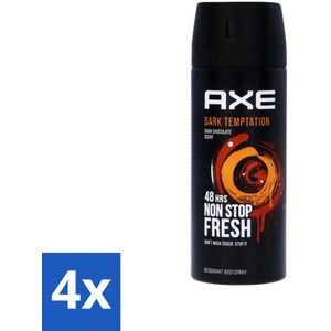 Axe - Deodorant Bodyspray - 48hrs Non Stop Fresh - Dark Temptation - Dark Chocolate - 150 ml - Voordeelverpakking - 4 stuks