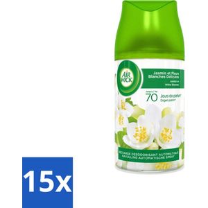 Air Wick Freshmatic - Luchtverfrisser - Navulling Automatische Spray - Jasmijn en Witte Bloemen - 250ml - Bulkverpakking - 15 stuks