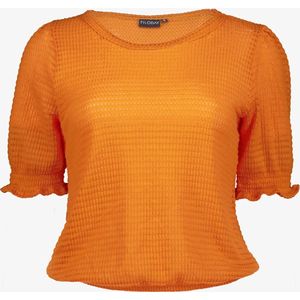 TwoDay dames top met ruches oranje - Maat M