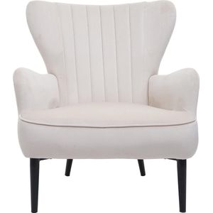 Lounge fauteuil MCW-K37, cocktail fauteuil gestoffeerde fauteuil, fluweel ~ crème-beige