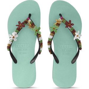 Uzurii - Las Dalias Gold - Teenslippers - Mintgroen - Luxe