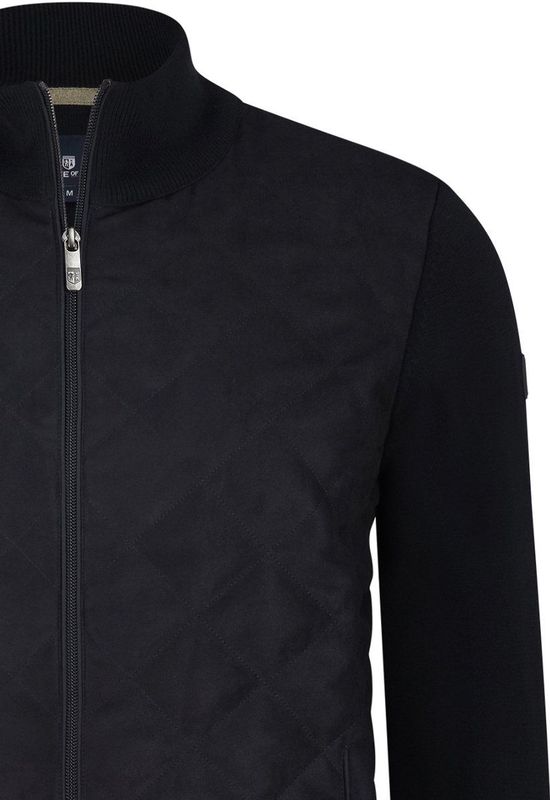 State of Art Heren vest blauw (Maat: S) - Effen - Halslijn: Opstaande kraag,