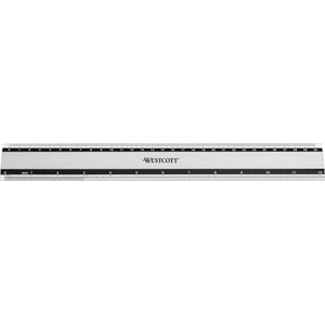 Westcott liniaal - 30cm / 12 inch - aluminium - met anti slip - AC-E10191