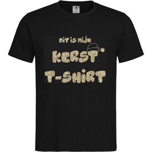 T-shirt Unisex Volwassenen Kerst Kerstmis Man Vrouw Grappig Tekst Dit is mijn kerst t-shirt Op Voorkant | korte mouw | Zwart/Champagne Goud GLITTER GLITTER | maat XL