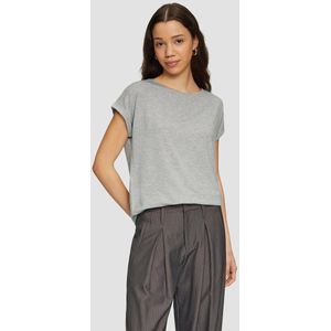 Q/S designed by - T-shirt - Lichtgrijs - Korte Mouwen - Met Mouwomslagen