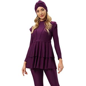 Modieuze 3-delige Moslim Badkleding voor Dames - Lange Mouwen, Burkini, Modest Swimwear - S-4XL