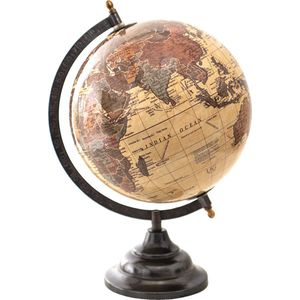 Clayre & Eef Wereldbol 22x33 cm Beige Bruin Hout Metaal Globe