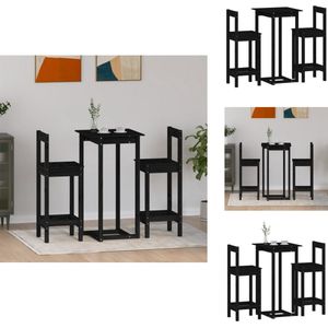 vidaXL Barset - Barsets - Pubset - Bistroset - 3-delige Barset massief grenenhout zwart
