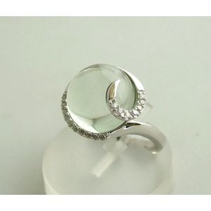 Wit gouden ring met beryl en diamant