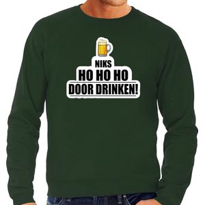 Grote maten niks ho ho ho bier doordrinken foute Kerst sweater - groen - heren - Kerst trui / Kerst outfit / drank kersttrui XXXL