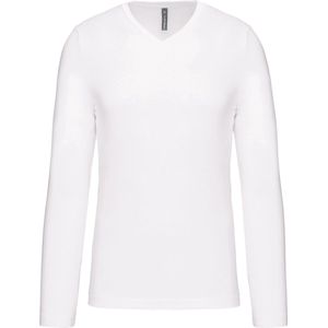 Kariban T-shirt V-hals lange mouwen K358 - White - L