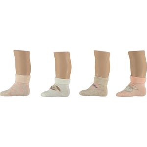 Apollo Babysokken Meisjes Polykatoen Zalmroze/wit Mt 74-86 4 Paar