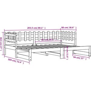 vidaXL-Slaapbank-uitschuifbaar-massief-grenenhout-wit-2x(90x200)-cm