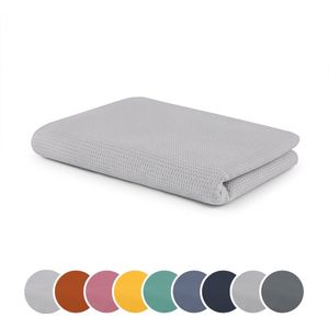 sleepling 150 x 200 cm plaid met wafelstructuur | sofa- of woondeken | huidvriendelijke knuffel deken | temperatuurregulerend | van 100% katoen | wasbaar op 30 graden | parel