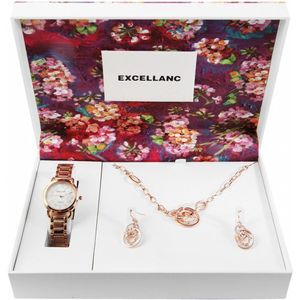 Excellanc Cadeauset rosé - Horloge, Oorbellen, Ketting