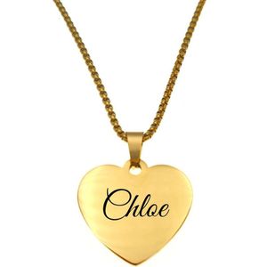 Ketting - Hart - Met Naam - Chloe - Goud