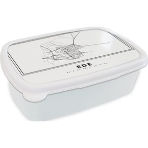Broodtrommel Wit - Lunchbox - Brooddoos - Stadskaart – Zwart Wit - Kaart – Ede – Nederland – Plattegrond - 18x12x6 cm - Volwassenen