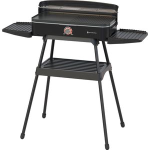 KitchenBrothers Elektrische BBQ - Staand en Tafelmodel Barbecue - Tafelbarbecue - Anti-aanbaklaag - 24x50cm Grilloppervlak - 2200W - Zwart