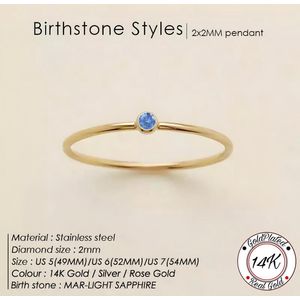 Soraro Birthstone Ring | Maart | 17mm | 14K Goldplated | Goudkleurig | Cadeau Voor Haar | Cadeau Voor Vriendin | Verjaardag Cadeau | Moederdag Cadeau | Cadeau Ideeën