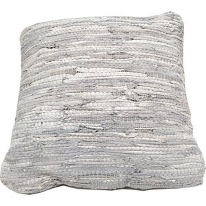 Rocaflor-kussen -leer-vierkant-gerecycled-lichtgrijs- 45x45 cm