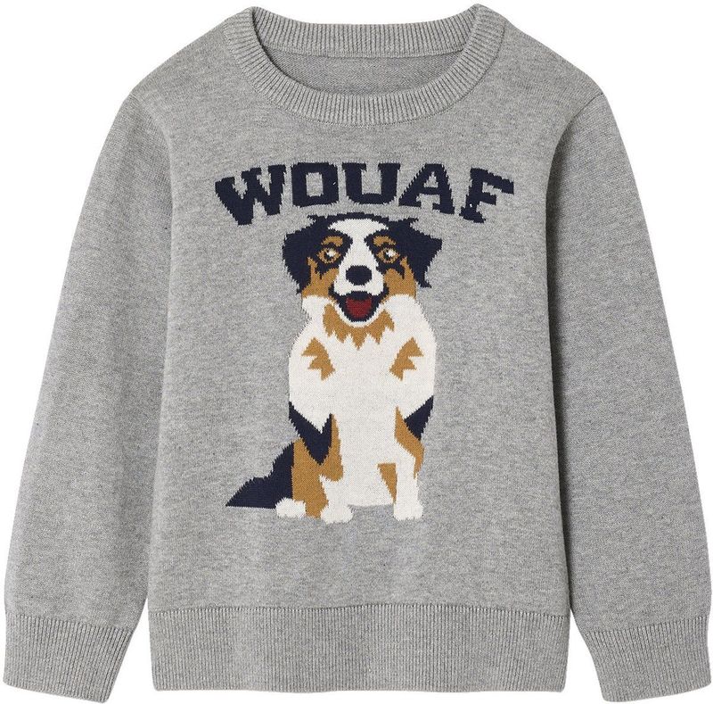 Vertbaudet - Trui met Ronde Hals - 100% Katoen - Print Chien