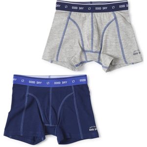 Little Label - boxershorts 2-pack - grey melee & dark blue - maat: 98/104 - bio-katoen
