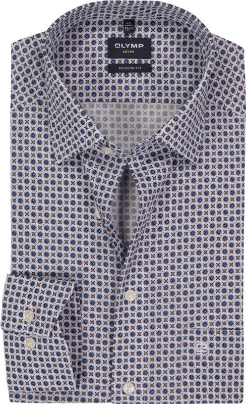 OLYMP - Luxor - Overhemd - Marine Blauw - Modern Fit - Strijkvrij