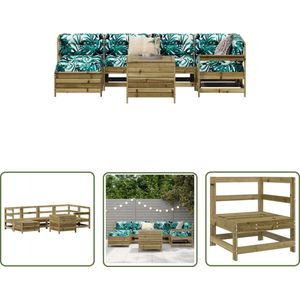 The Living Store 7-delige Loungeset geïmpregneerd grenenhout - Loungeset - Tuinmeubels - Buitenmeubels - Grenenhout - Teak
