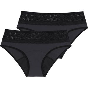 Dorina 2-pack incontinentie ondergoed - Hipster - Lace - XL - Zwart.