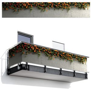 Balkonscherm 500x85 cm - Balkonposter Bloemen - Muur - Oranje - Balkon scherm decoratie - Balkonschermen - Balkondoek zonnescherm