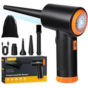 Air Duster - Stofreiniger - 3 snelheden - Perslucht - Draadloos - Oplaadbaar - 5 mondstukken - Bank reiniger - Zwart