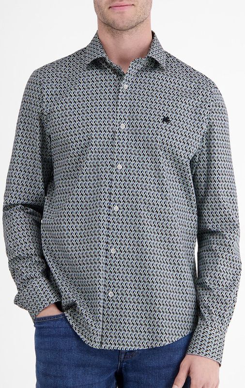 Lerros - Poplin Overhemd - Fjord Blue - Lange Mouwen - Knoopsluiting