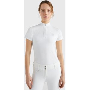 Tommy Hilfiger Equestrian Dames Rhinestone Performance Show Shirt L Optic White