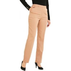 Effen broek met rechte pijpen en semi-elastische tailleband