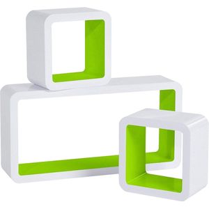 Zwevende Wandplanken Set - Kubusplanken - Wandplanken - Hoogwaardig MDF - Ruimtebesparend - Veelzijdig - 42,5x21,5x10cm & 17,5x17,5x10cm