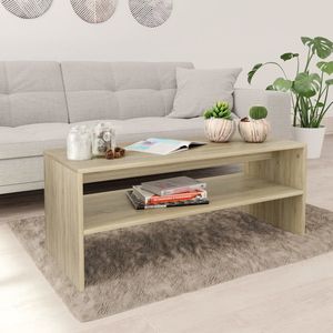 The Living Store Salontafel Scandinavisch - 100 x 40 x 40 cm - met schap - Sonoma eiken